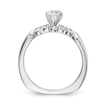 14K White Gold Diamond Peg Set CZ Engagement Ring