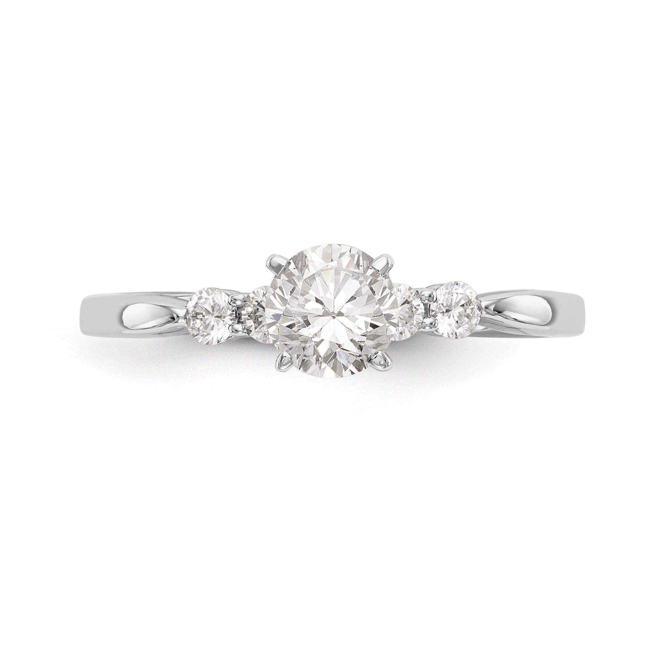14K White Gold Diamond Peg Set CZ Engagement Ring
