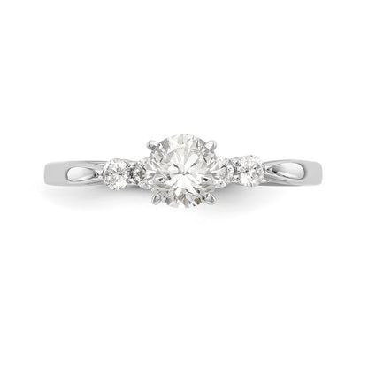 14K White Gold Diamond Peg Set CZ Engagement Ring