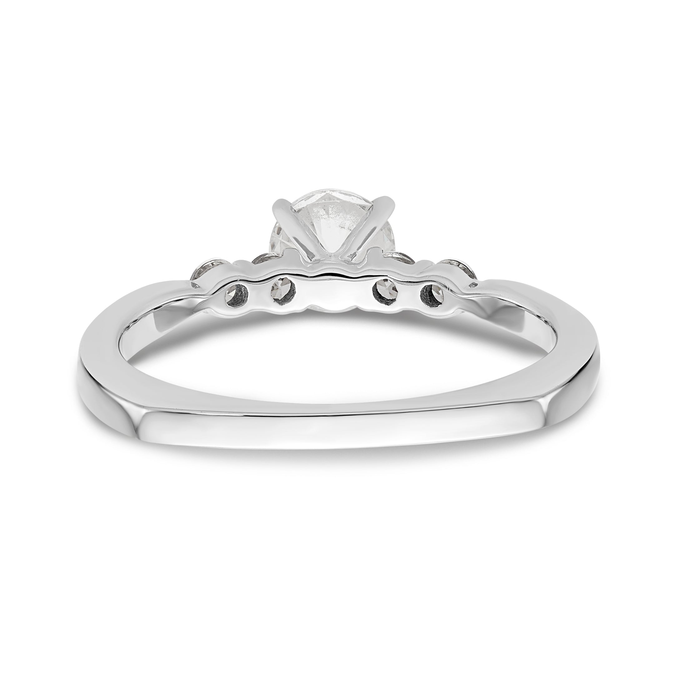 14K White Gold Diamond Peg Set CZ Engagement Ring