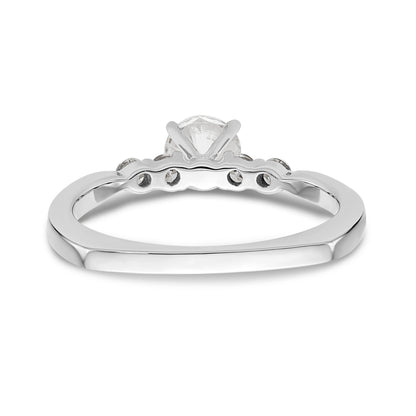 14K White Gold Diamond Peg Set CZ Engagement Ring