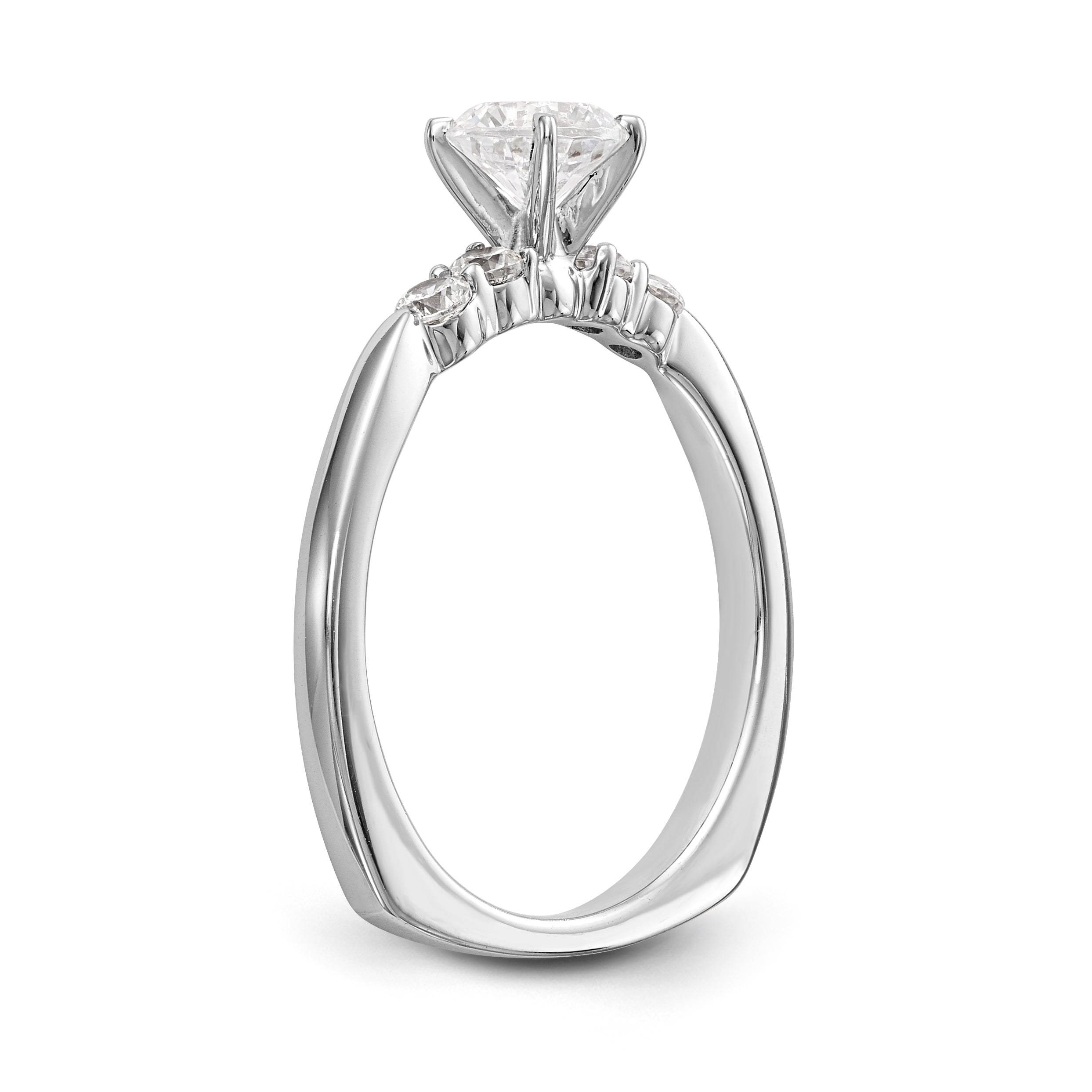 14K White Gold Diamond Peg Set CZ Engagement Ring