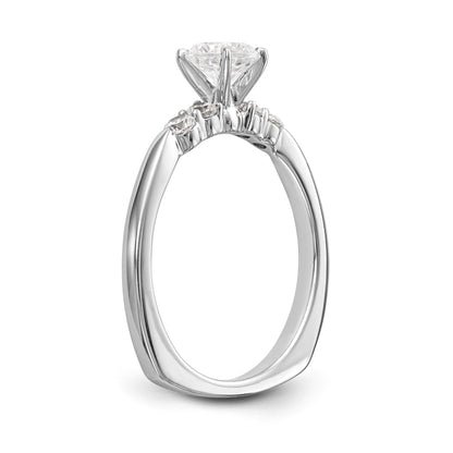 14K White Gold Diamond Peg Set CZ Engagement Ring