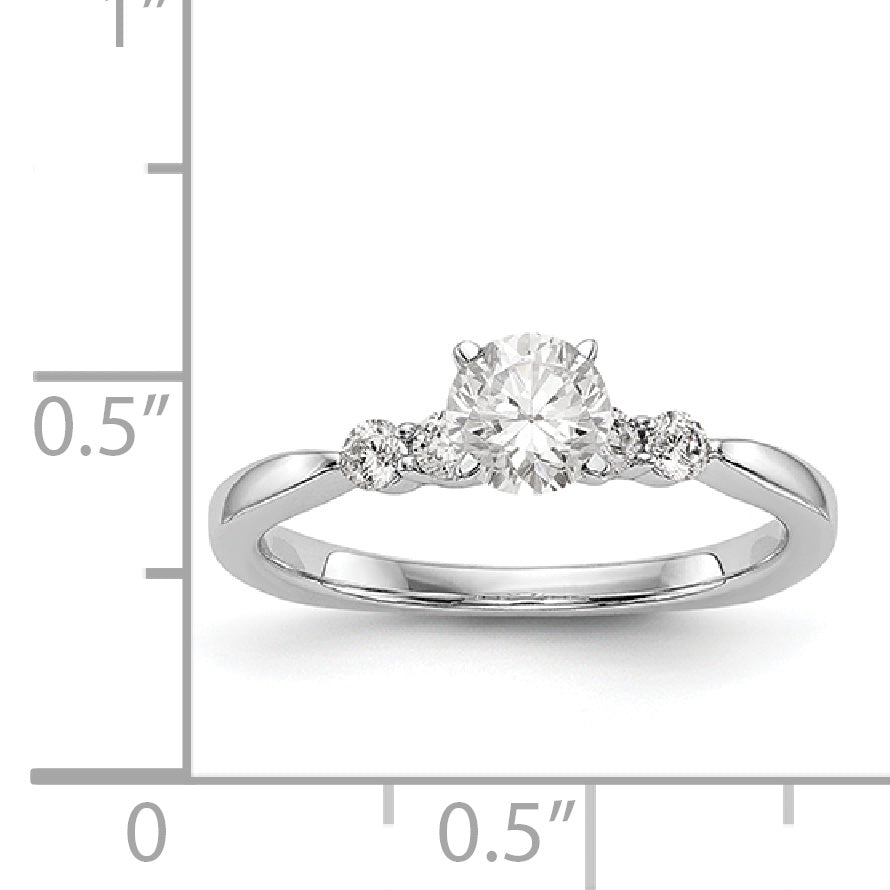 14K White Gold Diamond Peg Set CZ Engagement Ring