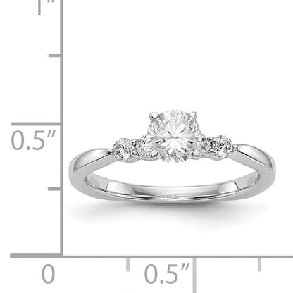14K White Gold Diamond Peg Set CZ Engagement Ring