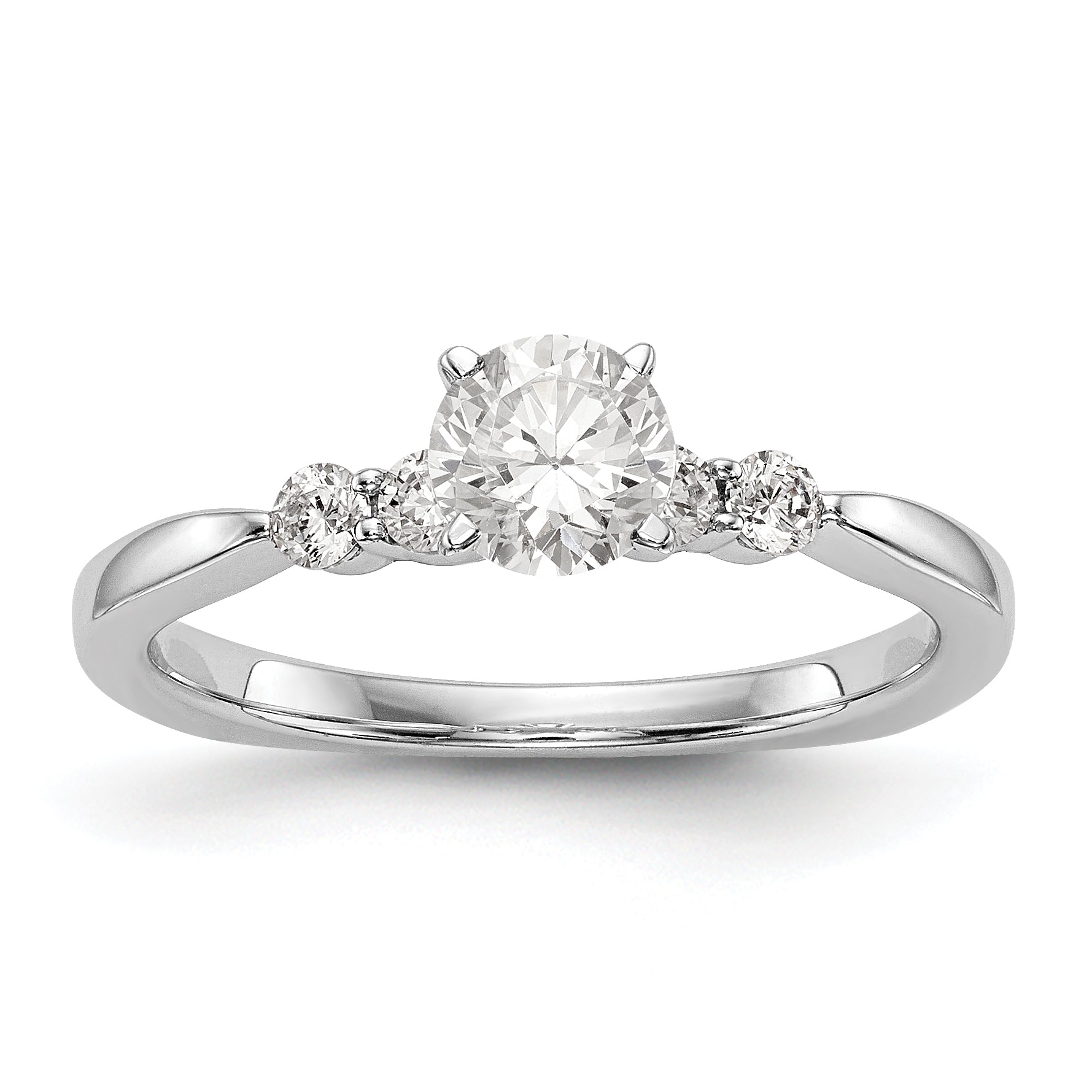 14K White Gold Diamond Peg Set CZ Engagement Ring