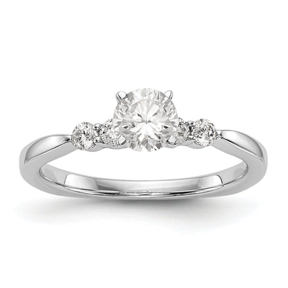 14K White Gold Diamond Peg Set CZ Engagement Ring