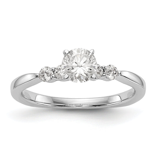 14K White Gold Diamond Peg Set CZ Engagement Ring