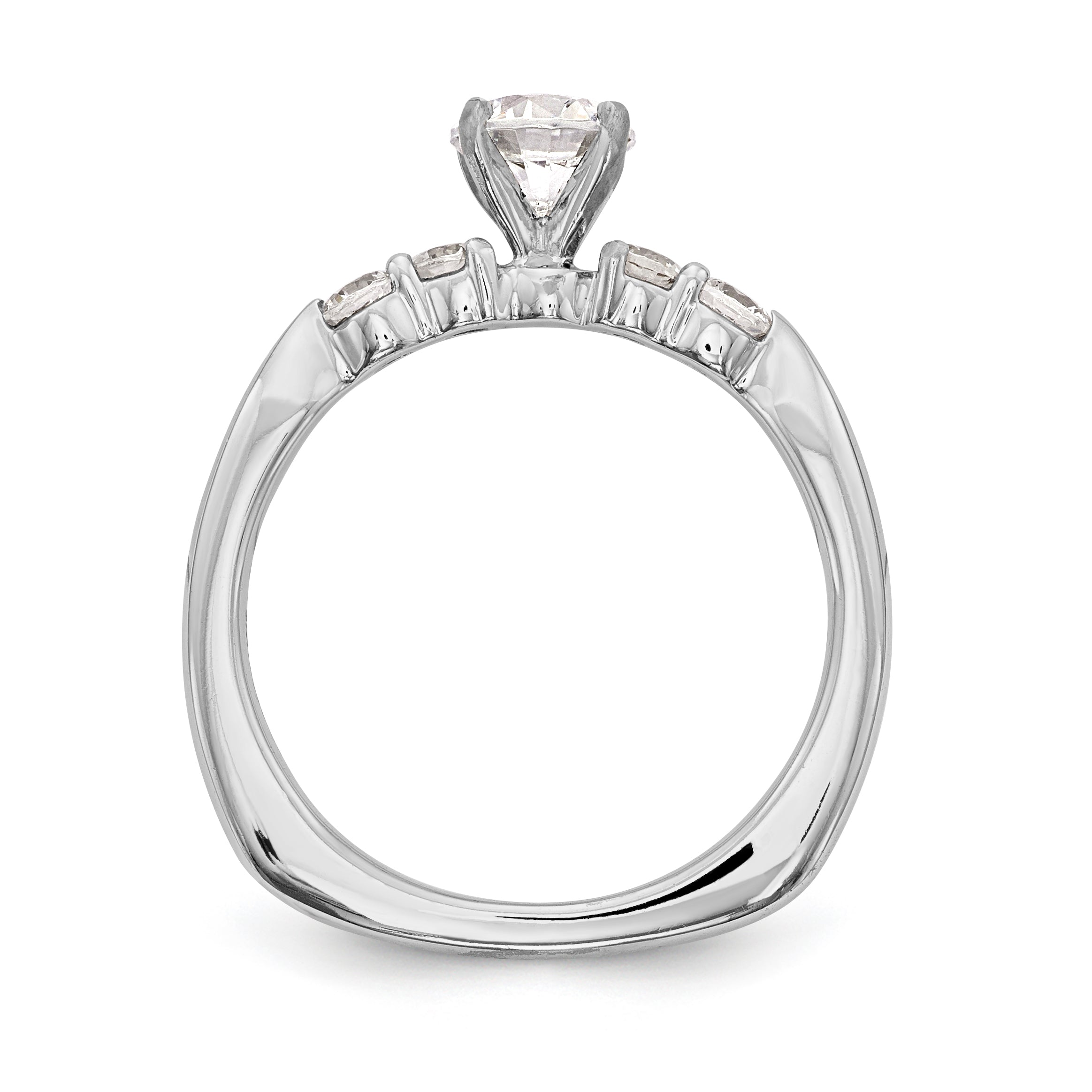 14K White Gold Diamond Peg Set CZ Engagement Ring