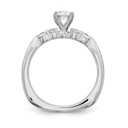 14K White Gold Diamond Peg Set CZ Engagement Ring