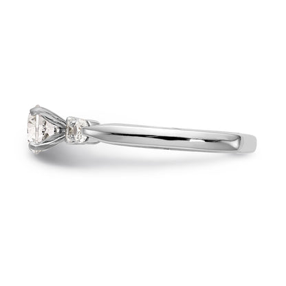 14K White Gold Diamond Peg Set CZ Engagement Ring