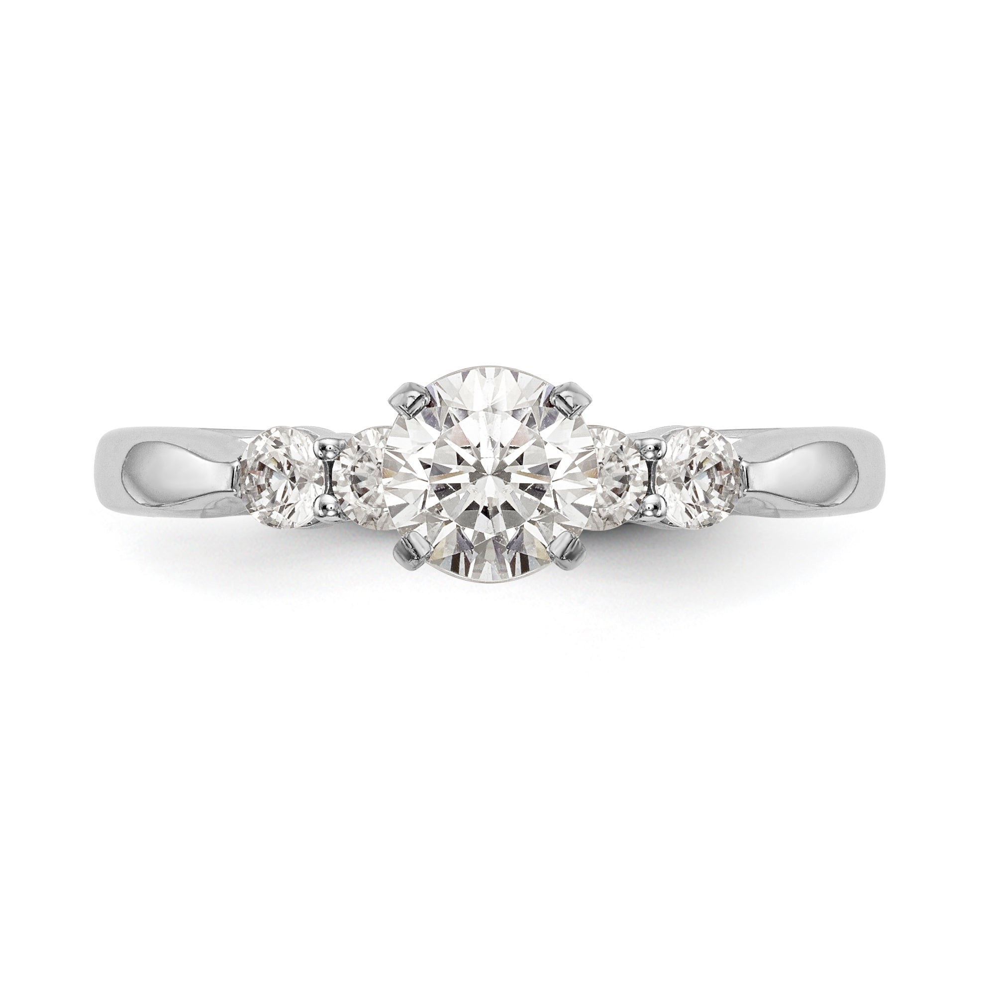 14K White Gold Diamond Peg Set CZ Engagement Ring