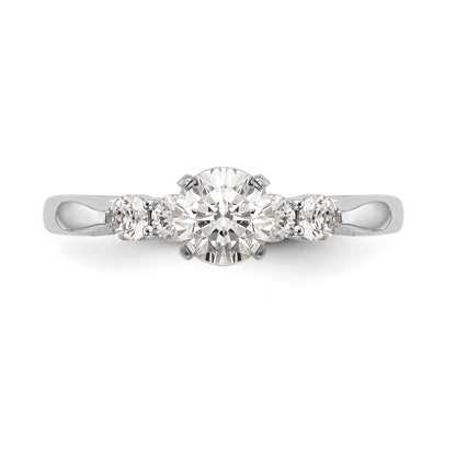 14K White Gold Diamond Peg Set CZ Engagement Ring