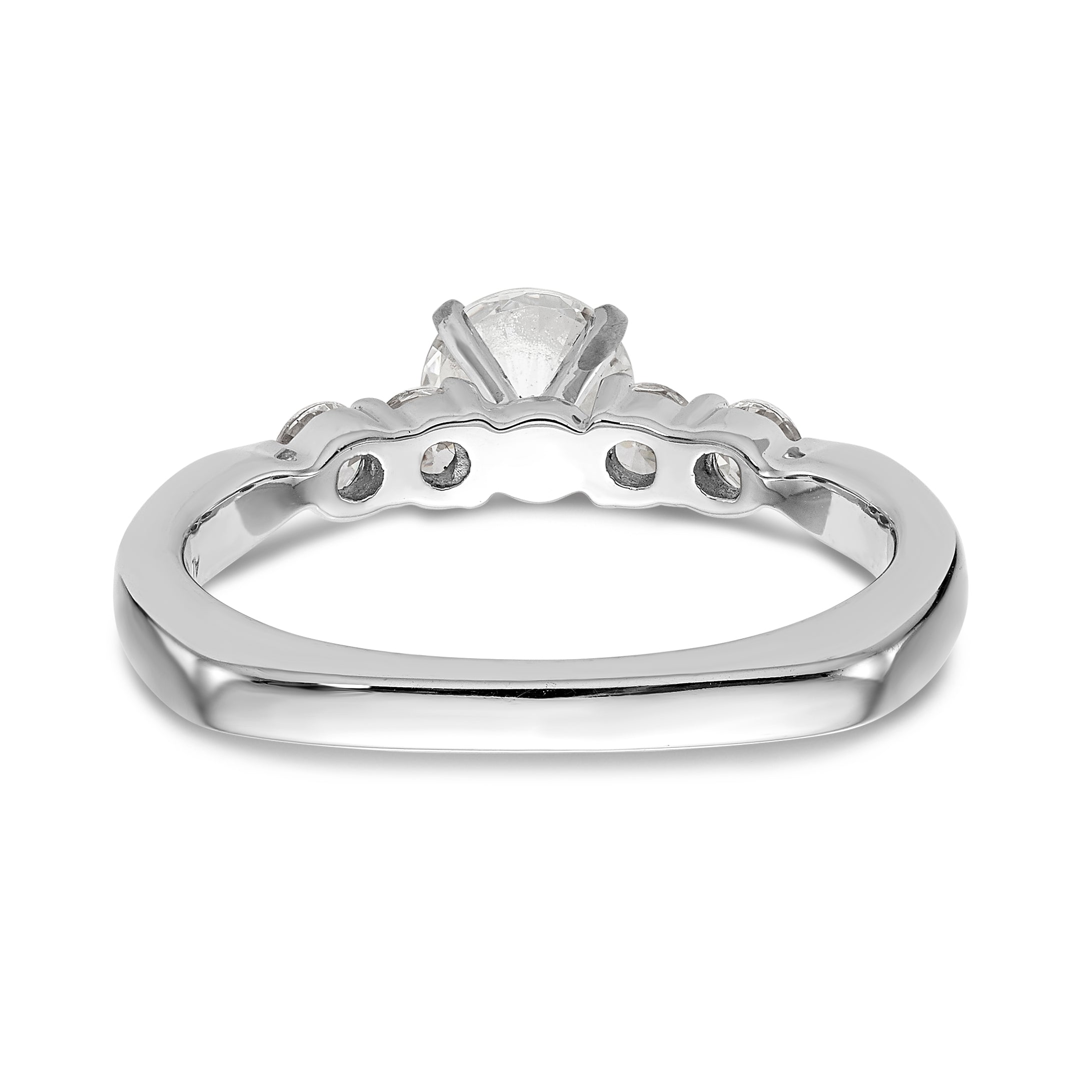 14K White Gold Diamond Peg Set CZ Engagement Ring