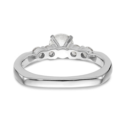 14K White Gold Diamond Peg Set CZ Engagement Ring