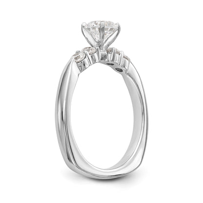 14K White Gold Diamond Peg Set CZ Engagement Ring