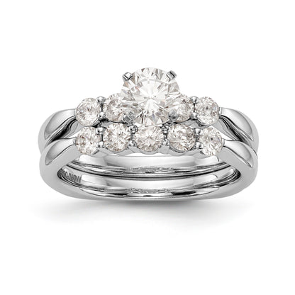 14K White Gold Diamond Peg Set CZ Engagement Ring