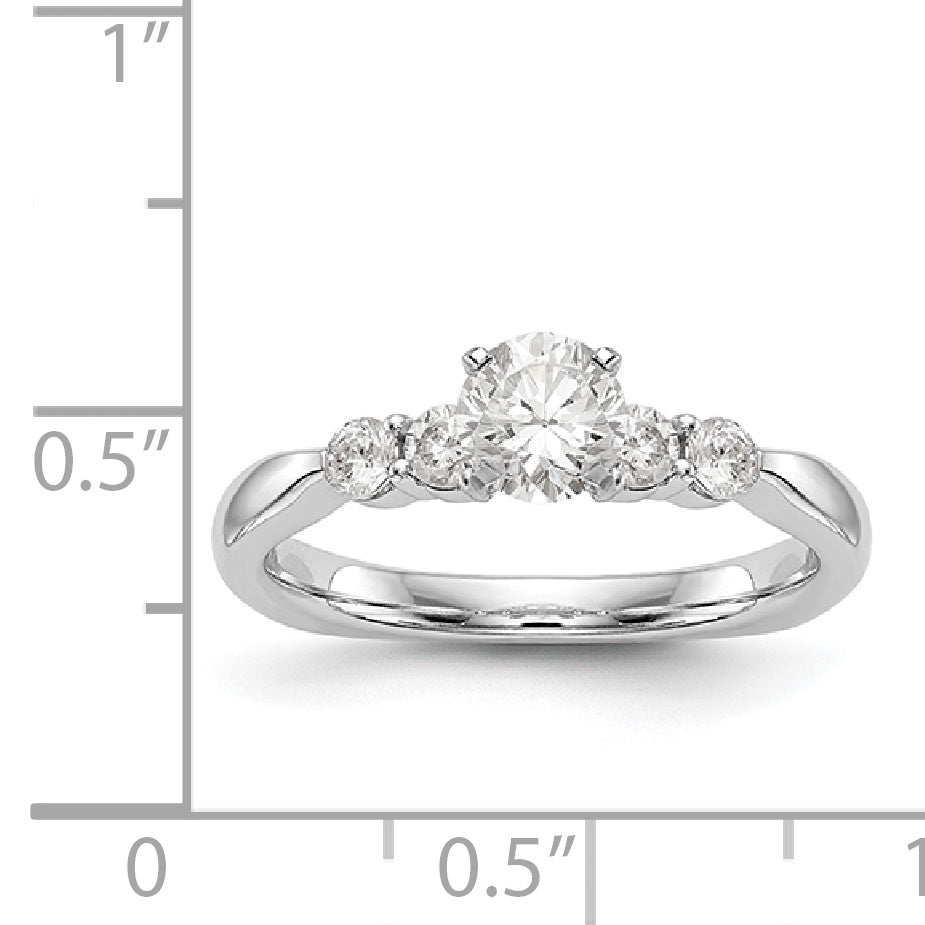 14K White Gold Diamond Peg Set CZ Engagement Ring