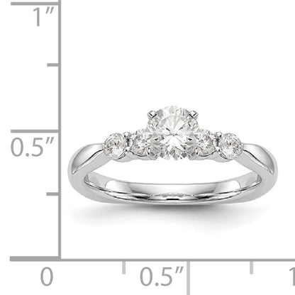14K White Gold Diamond Peg Set CZ Engagement Ring