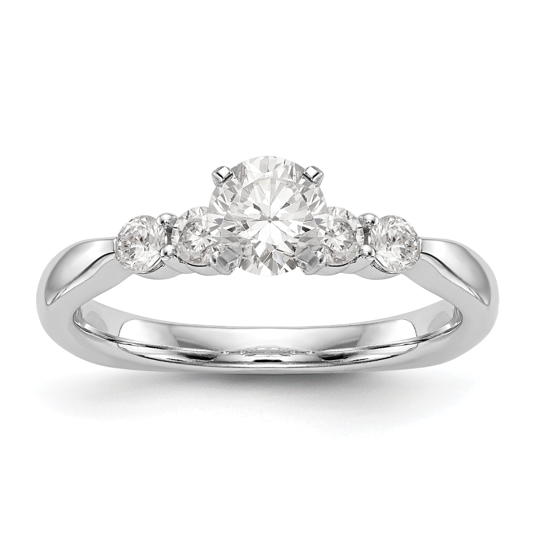 14K White Gold Diamond Peg Set CZ Engagement Ring
