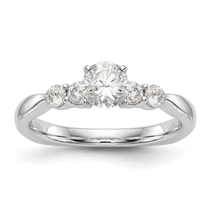 14K White Gold Diamond Peg Set CZ Engagement Ring