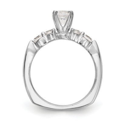 14K White Gold Diamond Peg Set CZ Engagement Ring
