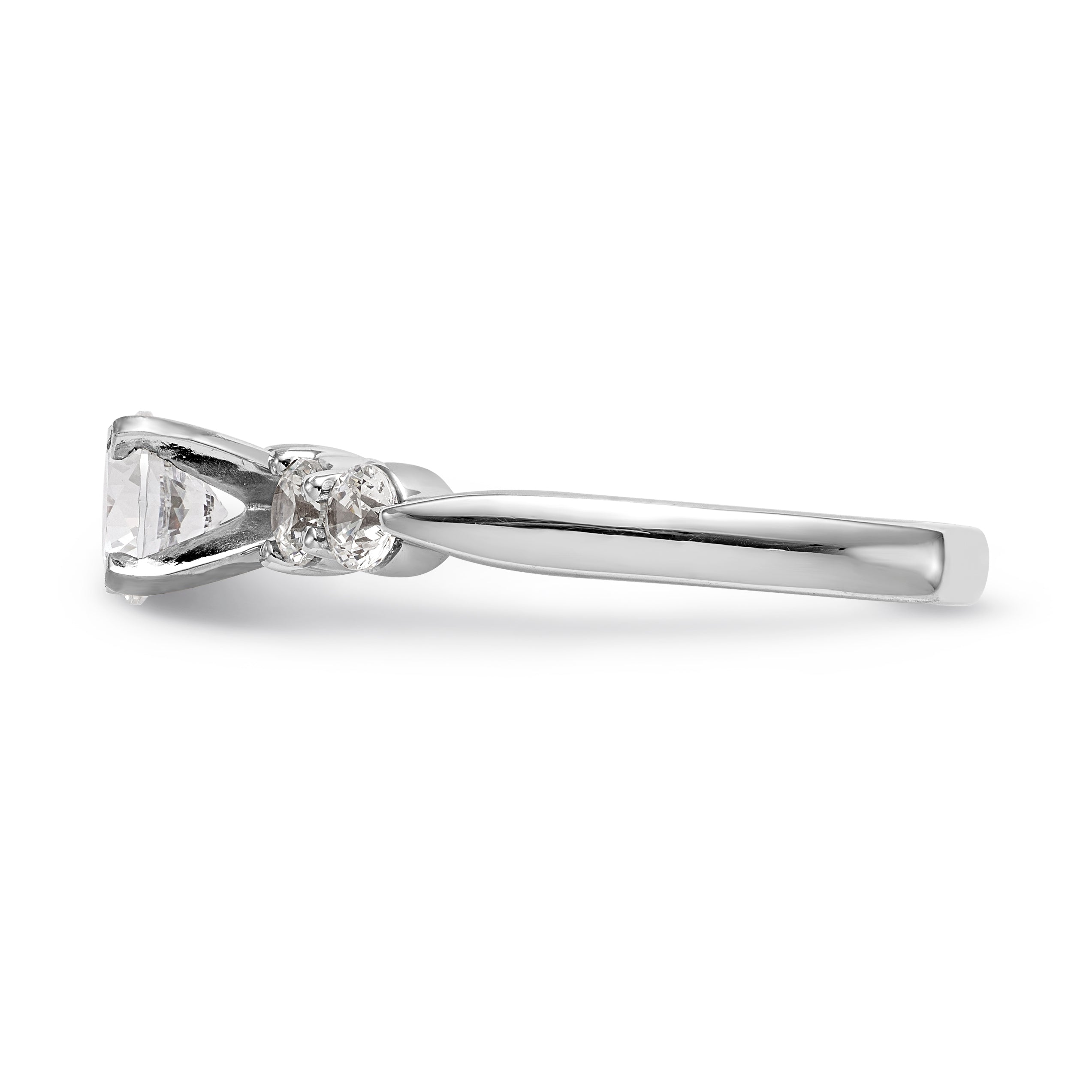 14K White Gold Diamond Peg Set CZ Engagement Ring