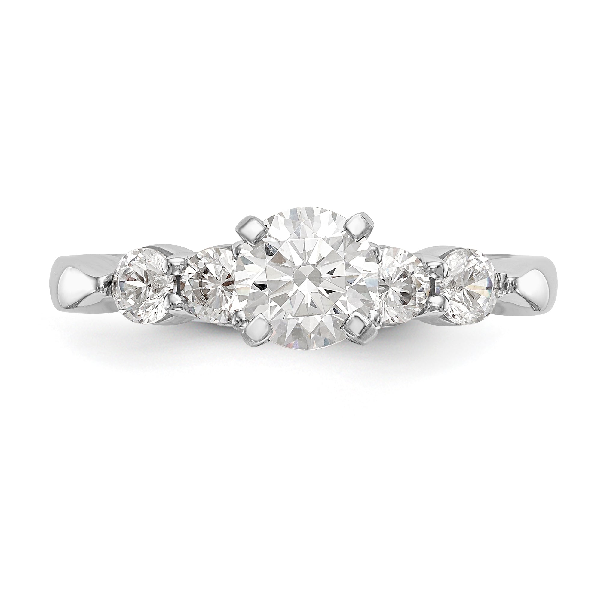 14K White Gold Diamond Peg Set CZ Engagement Ring