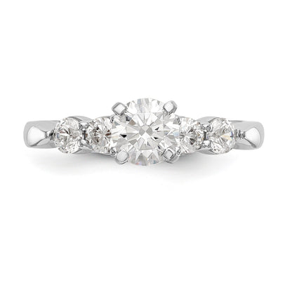 14K White Gold Diamond Peg Set CZ Engagement Ring