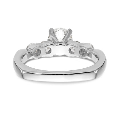14K White Gold Diamond Peg Set CZ Engagement Ring