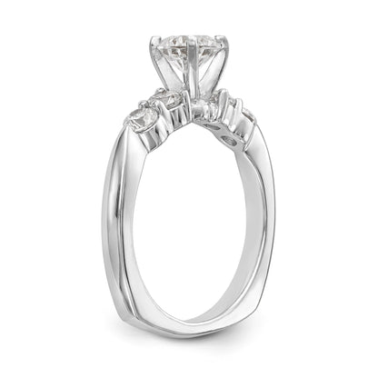 14K White Gold Diamond Peg Set CZ Engagement Ring