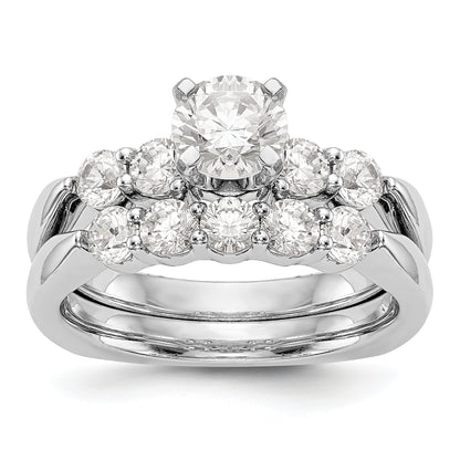 14K White Gold Diamond Peg Set CZ Engagement Ring