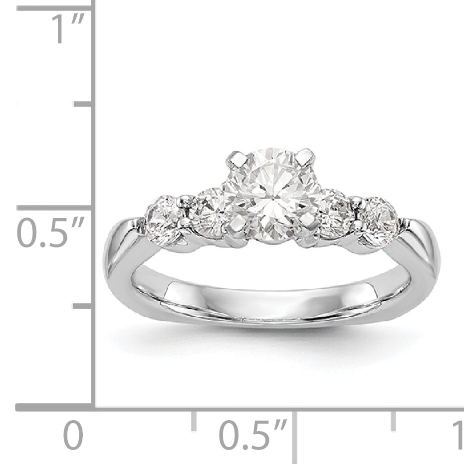 14K White Gold Diamond Peg Set CZ Engagement Ring