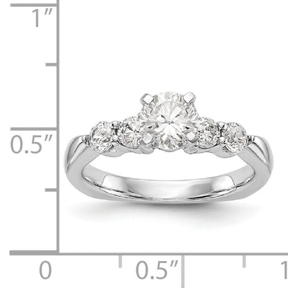 14K White Gold Diamond Peg Set CZ Engagement Ring