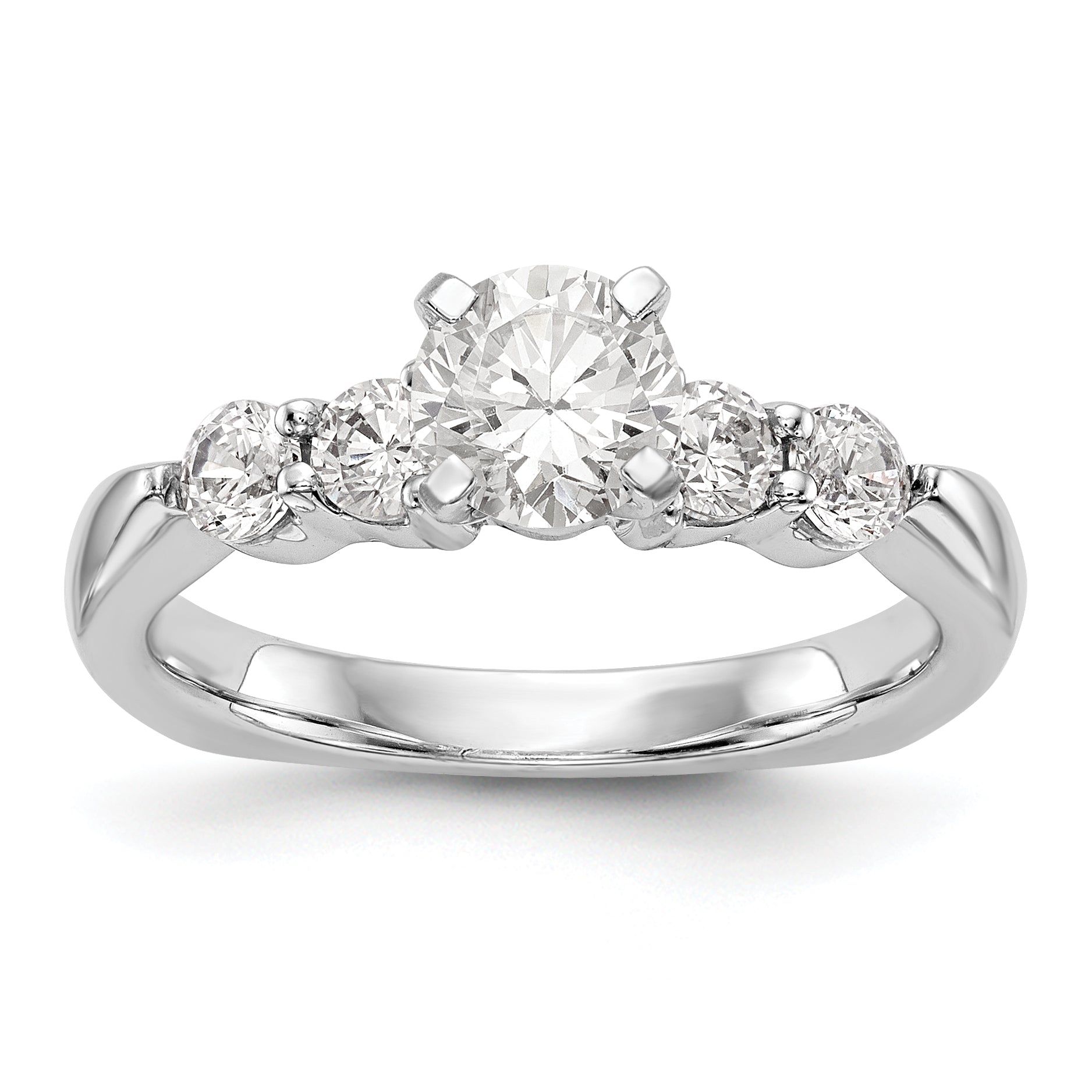 14K White Gold Diamond Peg Set CZ Engagement Ring