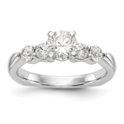 14K White Gold Diamond Peg Set CZ Engagement Ring