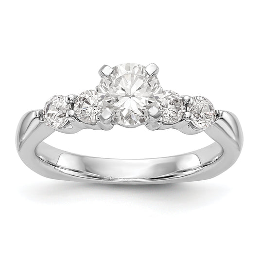 14K White Gold Diamond Peg Set CZ Engagement Ring