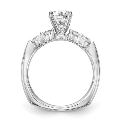 14K White Gold Diamond Peg Set CZ Engagement Ring