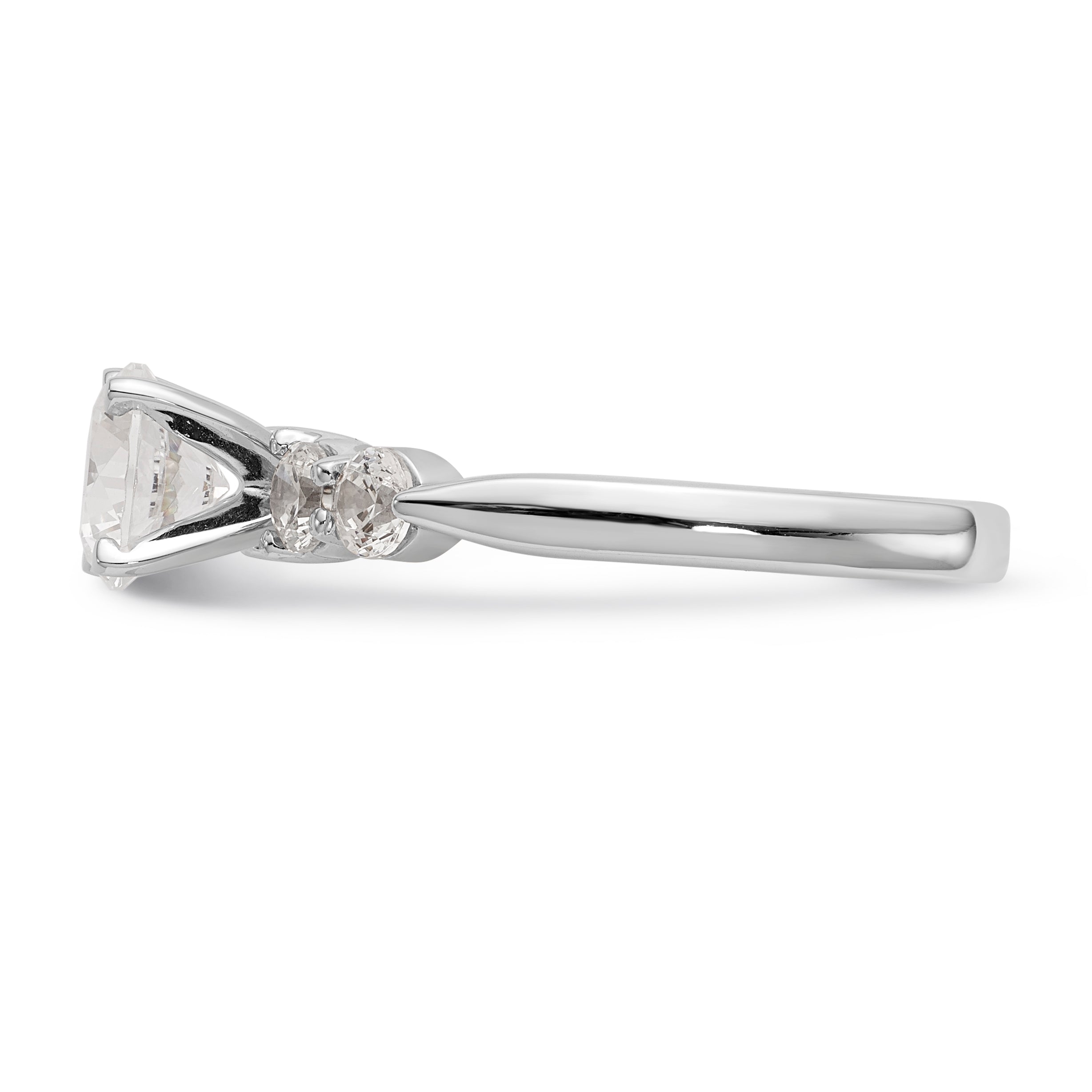 14K White Gold Diamond Peg Set CZ Engagement Ring