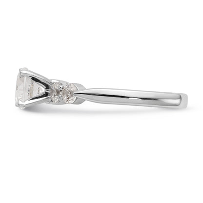 14K White Gold Diamond Peg Set CZ Engagement Ring