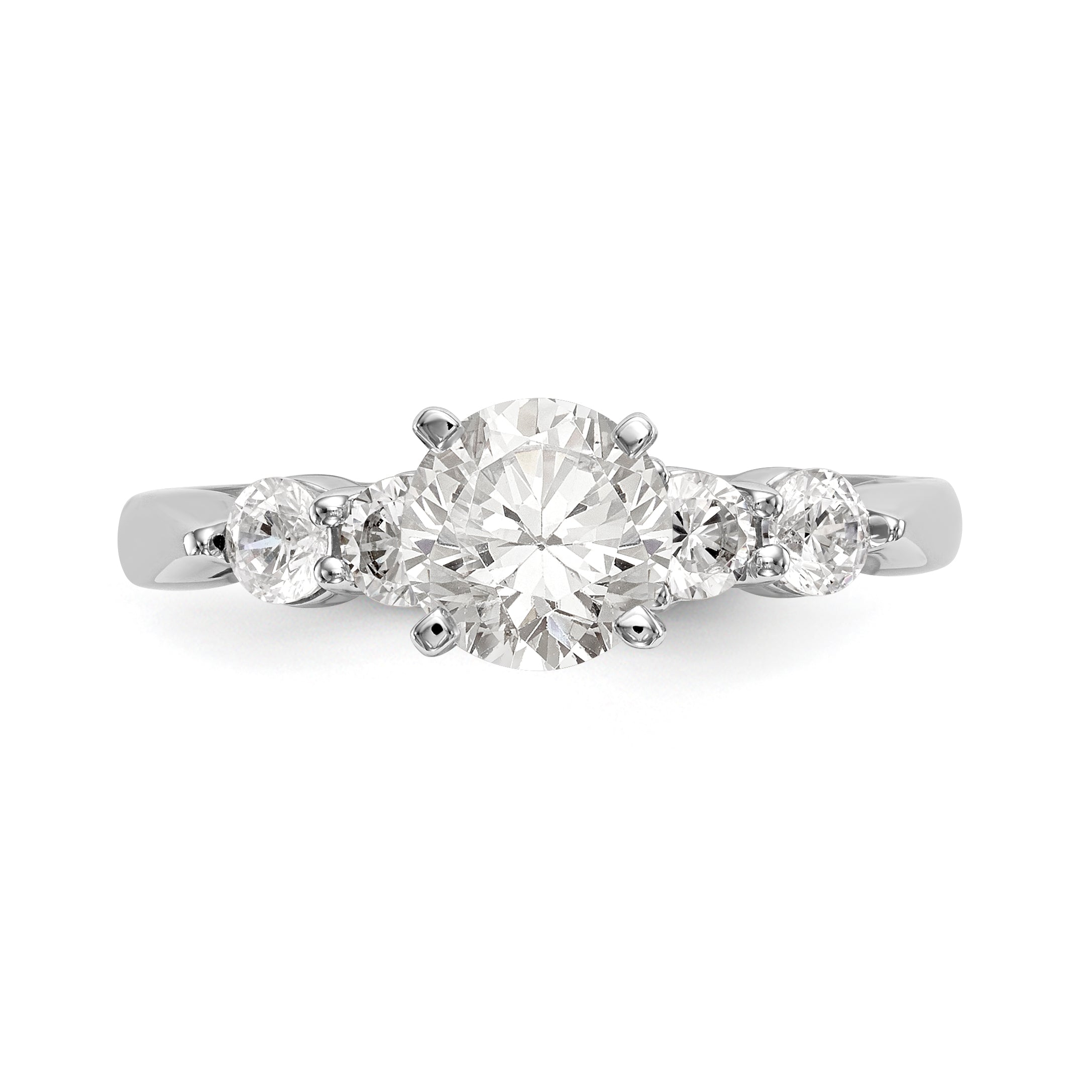 14K White Gold Diamond Peg Set CZ Engagement Ring