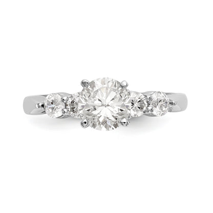 14K White Gold Diamond Peg Set CZ Engagement Ring