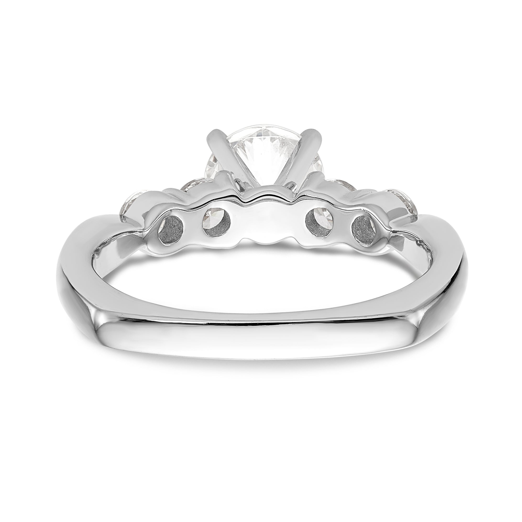 14K White Gold Diamond Peg Set CZ Engagement Ring