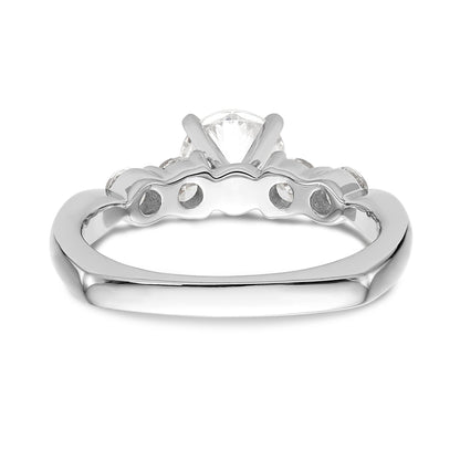 14K White Gold Diamond Peg Set CZ Engagement Ring