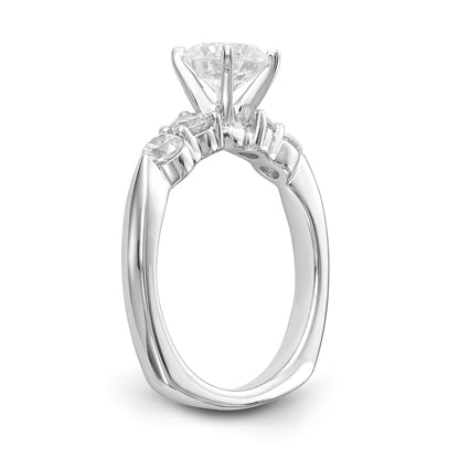 14K White Gold Diamond Peg Set CZ Engagement Ring