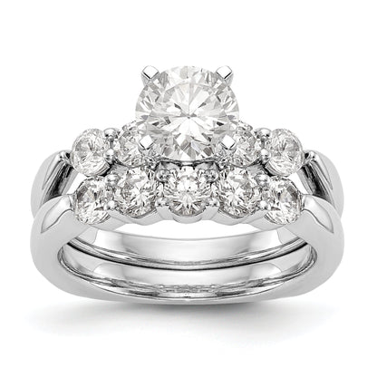 14K White Gold Diamond Peg Set CZ Engagement Ring