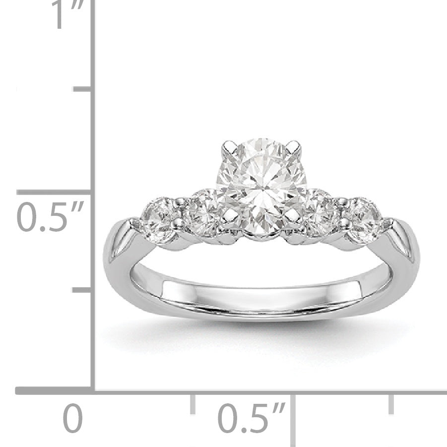 14K White Gold Diamond Peg Set CZ Engagement Ring