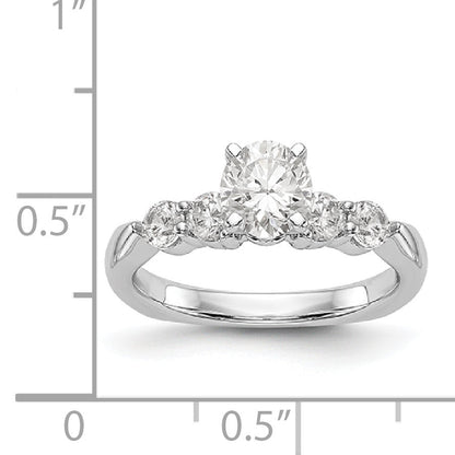 14K White Gold Diamond Peg Set CZ Engagement Ring