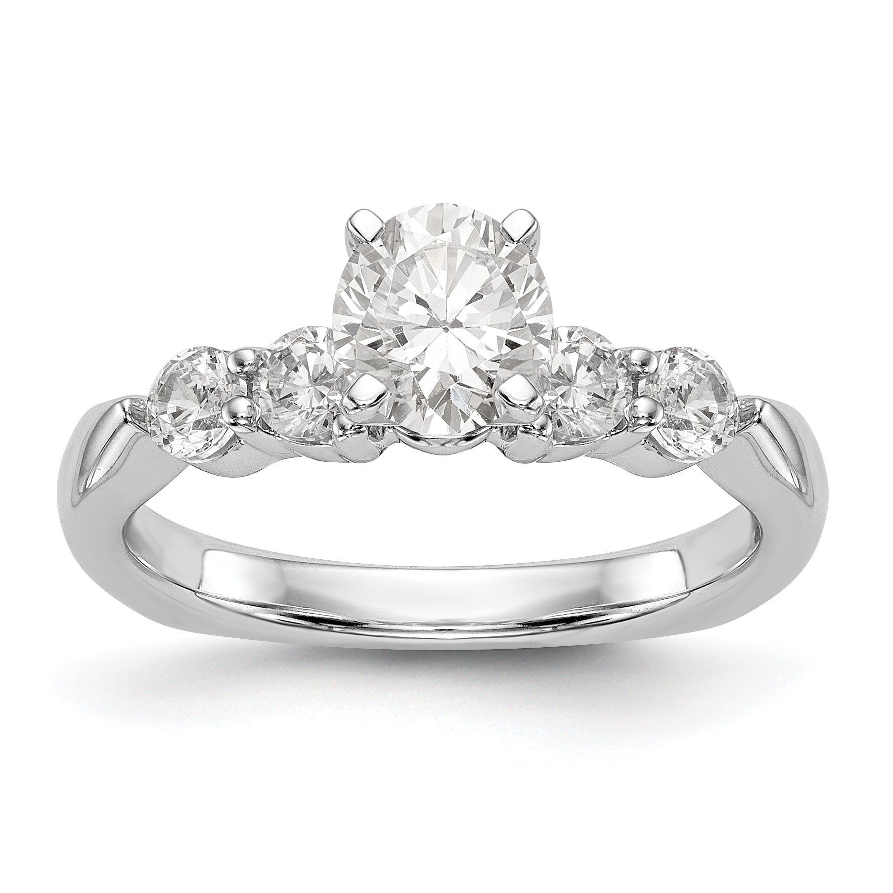 14K White Gold Diamond Peg Set CZ Engagement Ring
