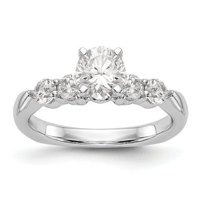 14K White Gold Diamond Peg Set CZ Engagement Ring